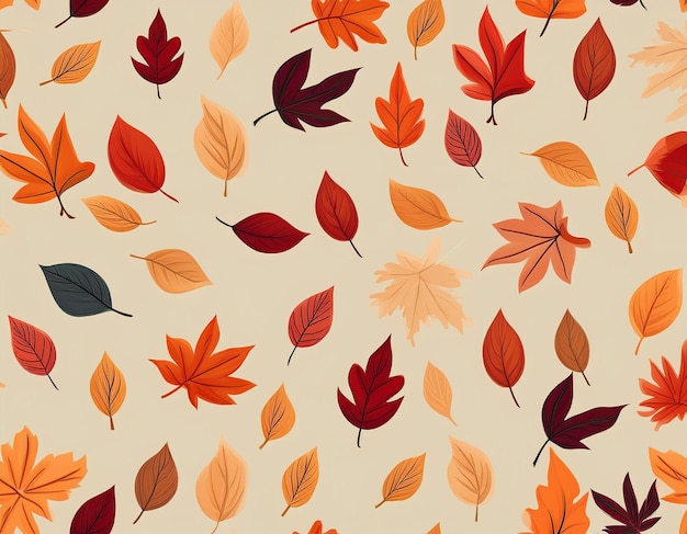 Photo minimalist falling leaves pattern autumn hues on neutral background design