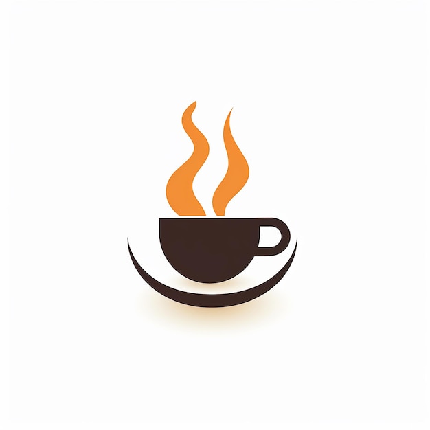 Minimalist flat cup of coffee logo on plain white