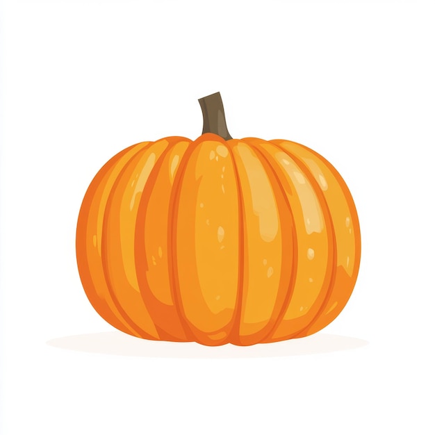 Minimalist Flat Design Pumpkin on White Background