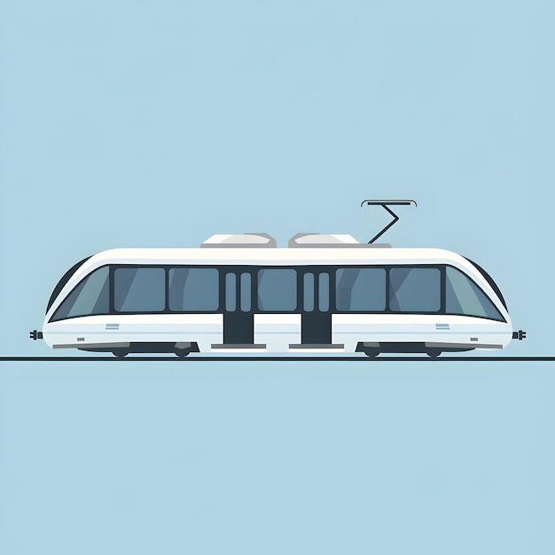 Photo minimalist flat icon of an electric train on light blue background