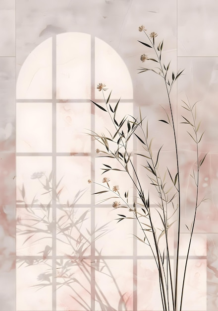 Photo minimalist floral design with window and shadow