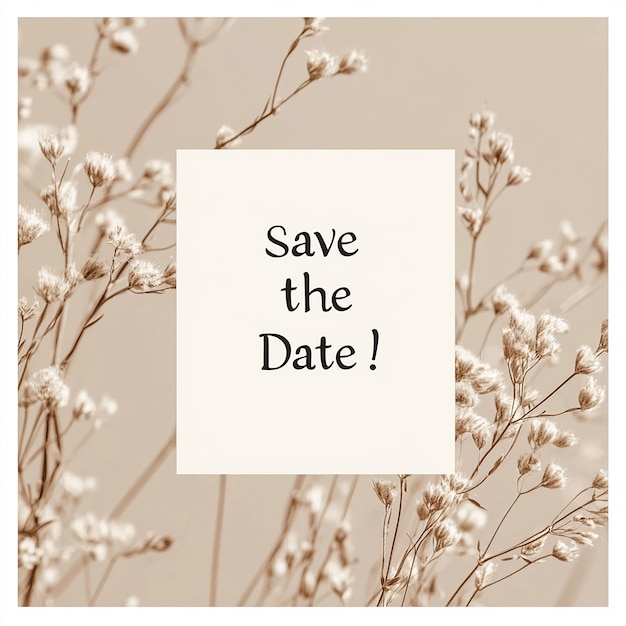 Minimalist Floral Save the Date Card