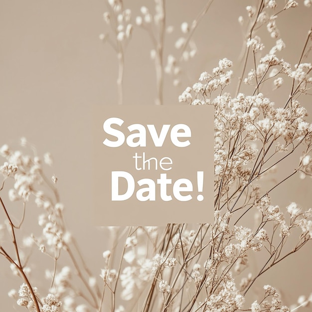 Minimalist Floral Save the Date Card