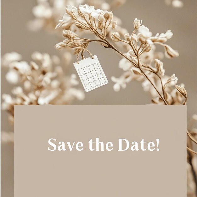 Minimalist Floral Save the Date Card