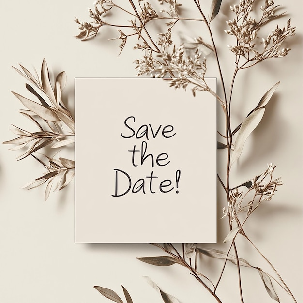 Photo minimalist floral save the date card