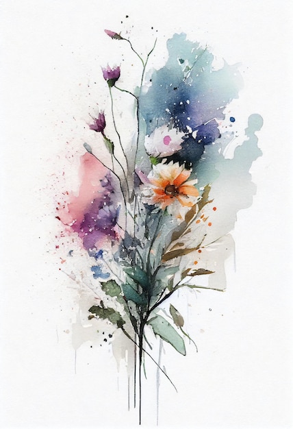 Minimalist Flower Bouquet watercolor