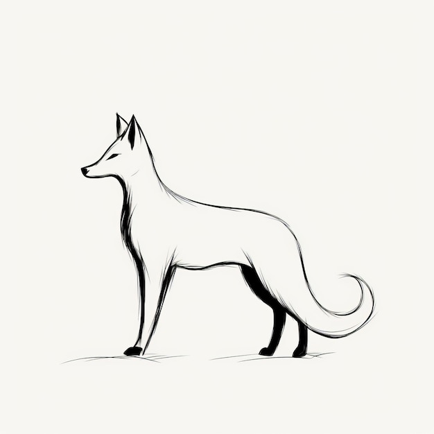 Photo minimalist fox sketch elegant inking techniques and caninecore inspiration