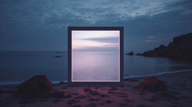 Minimalist Frame Narrative Mockup In 7x5 Size Against Nightfall Background