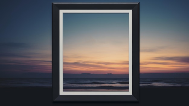 Minimalist Frame Semantics Mockup Against Dusk Background In 7x5 Size