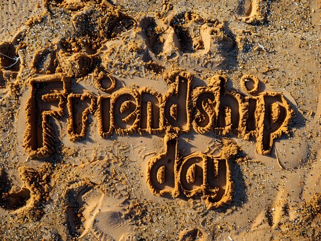 Minimalist Friendship Day Text Crafted from Sand on Isolated Background with Studio Lighting