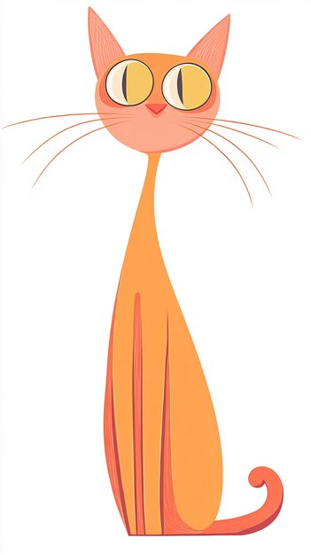 Photo minimalist fullbody cartoon cat isolated