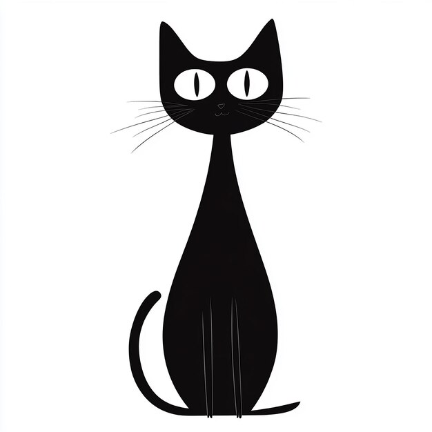 Minimalist FullBody Cartoonish Cat Isolated