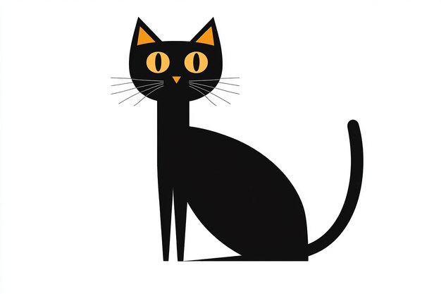 Minimalist FullBody Cartoonish Cat Isolated