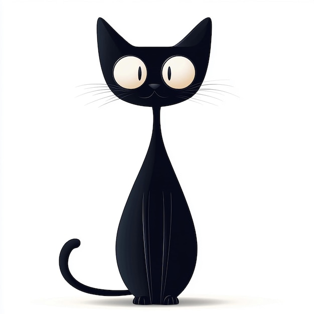 Minimalist FullBody Cartoonish Cat Isolated