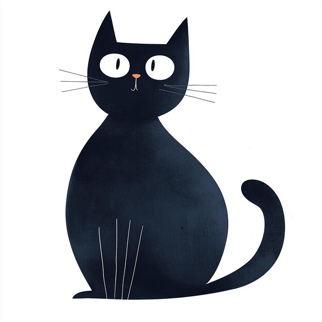 Minimalist FullBody Cartoonish Cat Isolated