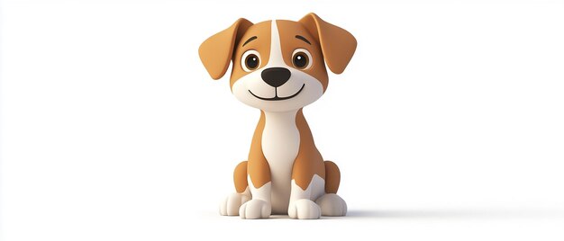 Photo minimalist fullbody cartoonish dog isolated