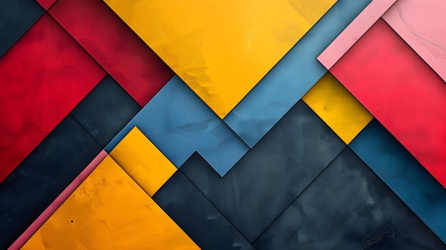 Minimalist Geometric Abstract with Bold Primary Color Shapes and Overlapping Triangles and