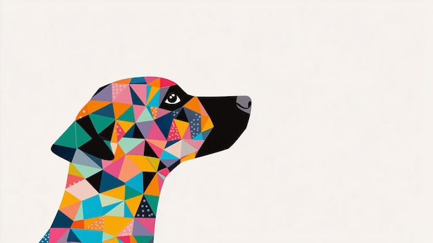 Photo minimalist geometric dog illustration with colorful shapes