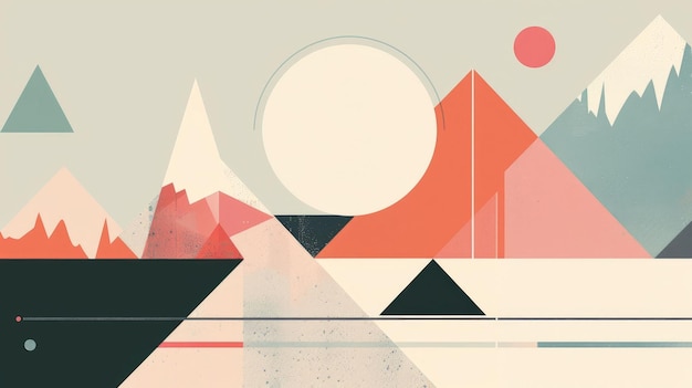 Photo minimalist geometric landscape with balanced shapes and pastel tones