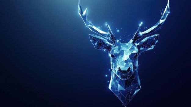 Photo minimalist geometric reindeer head design formed by interlocking triangles set against a bluetosilver gradient background for a modern holiday look christmas new year