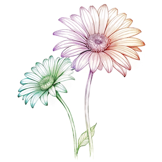 Minimalist gerberas flower Line Sketch