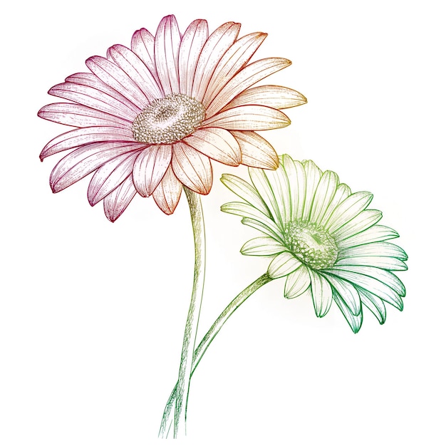 Minimalist gerberas flower Line Sketch