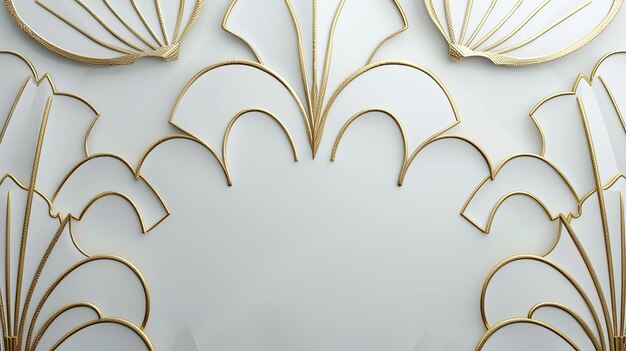 Photo minimalist gold art deco border on white background