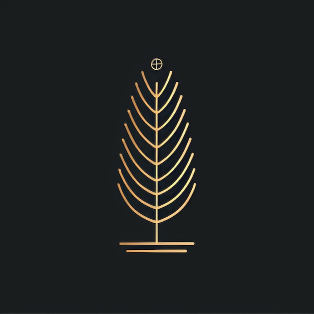 Photo minimalist gold christmas tree on black background vector illustration