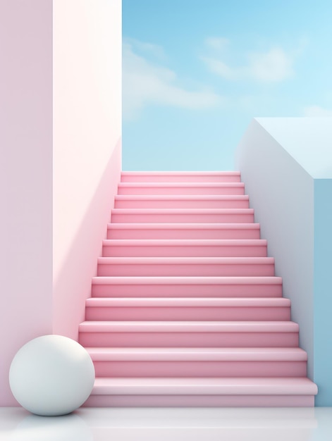 Minimalist Graphic Art Design in Pastel Colors AI Generated 3D Image