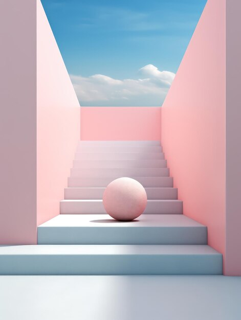 Minimalist Graphic Art Design in Pastel Colors AI Generated 3D Image