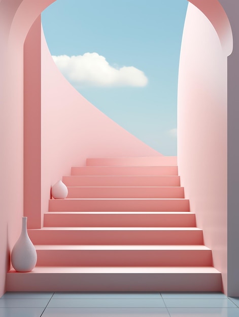 Minimalist Graphic Art Design in Pastel Colors AI Generated 3D Image