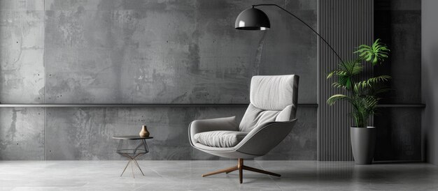 Minimalist gray armchair interior design