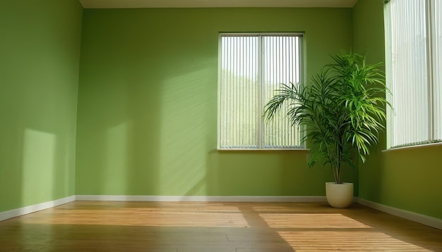 Photo minimalist green room with sunlight and plants