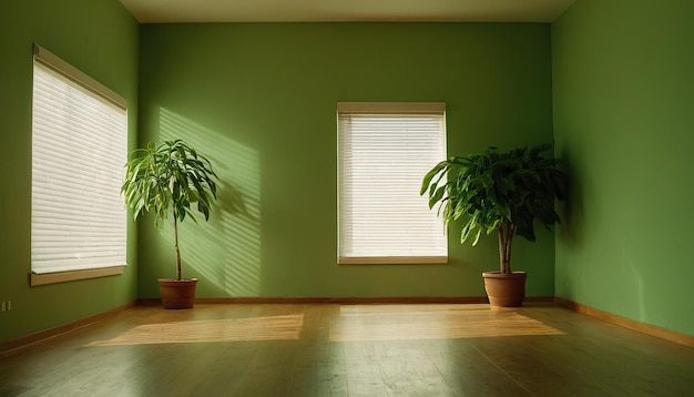 Photo minimalist green room with sunlight and plants