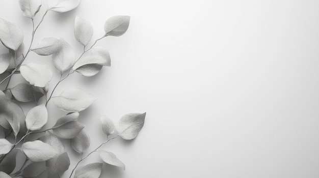 Photo minimalist grey foliage on white background