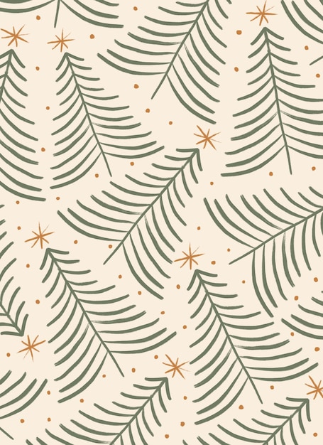 Minimalist Hand Painted Christmas Pattern with Christmas Tree