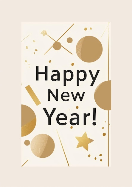 Photo minimalist happy new year 2025 card with gold elements