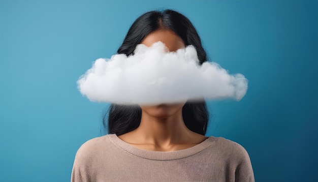 Minimalist Head in the Clouds Concept with No Visible Face