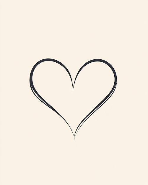 Photo a minimalist heart shape using two curves intersecting at a point with no fill or shading