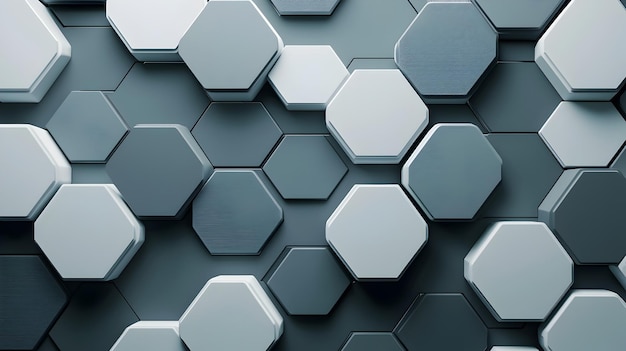 Minimalist Hexagonal 3D Pattern in Cool Tones for TechInspired Designs