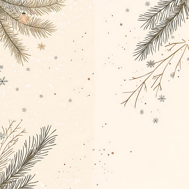 Minimalist Holiday Background with Subtle Snowflakes and Pine Branches