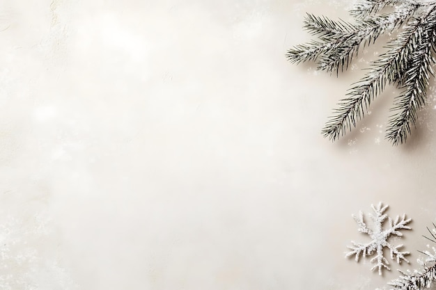 Minimalist Holiday Background with Subtle Snowflakes and Pine Branches