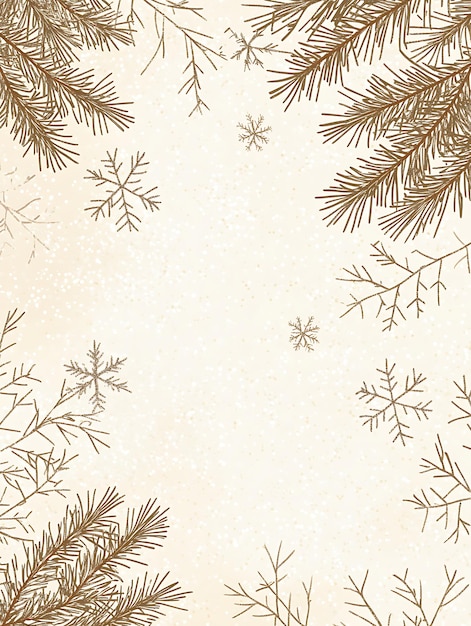 Minimalist Holiday Background with Subtle Snowflakes and Pine Branches