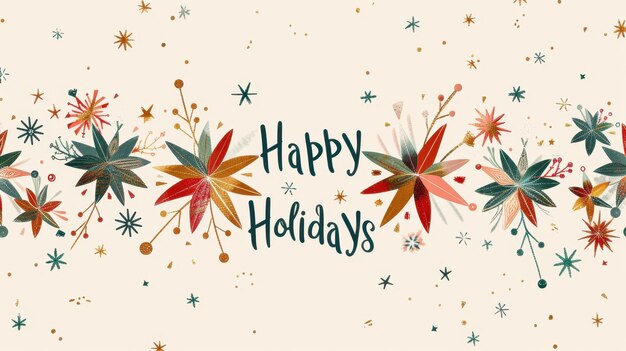 Photo minimalist holiday card with geometric snowflakes and stars