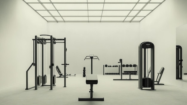 Minimalist Home Gym Interior with Modern Fitness Equipment