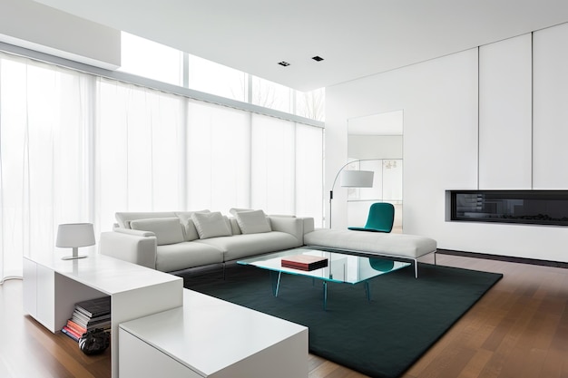 Minimalist home with clean lines sleek furniture and pops of color