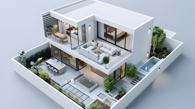 Minimalist House for Sale with Detailed Floor Plan and 3D Model Showcasing Modern Architecture