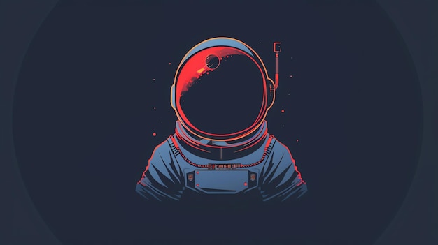 A minimalist illustration of an astronaut in a spacesuit on a dark blue background