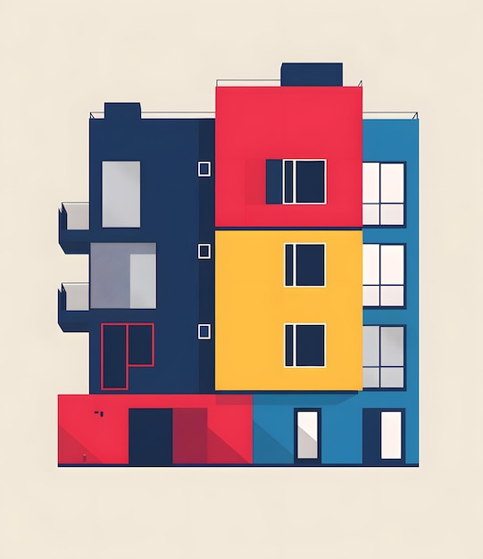 Photo minimalist illustration of a colorful building