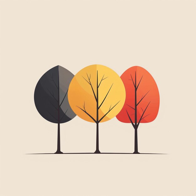 Photo a minimalist illustration featuring stylized trees in a simple and elegant design